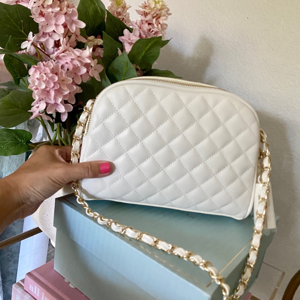 White Quilted Women's Crossbody Bag
